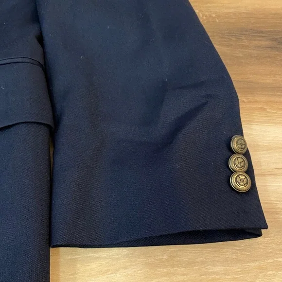JOS A BANK Blazer Mens 40R Super 100s Merino Wool Navy Brass Buttons Vintage USA